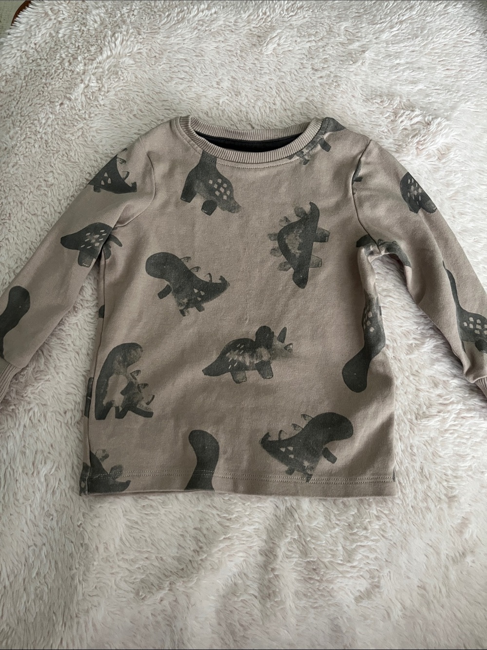 next Long-Sleeve Dino Print Shirt - Taupe and Charcoal